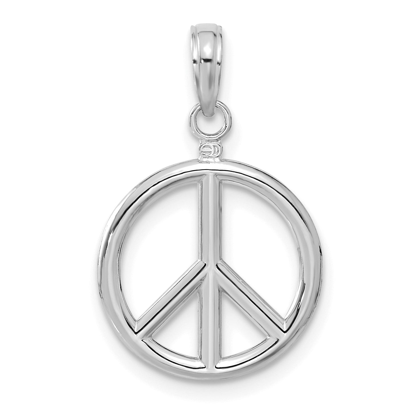 14k White Gold 3-D Polished Peace Sign Charm
