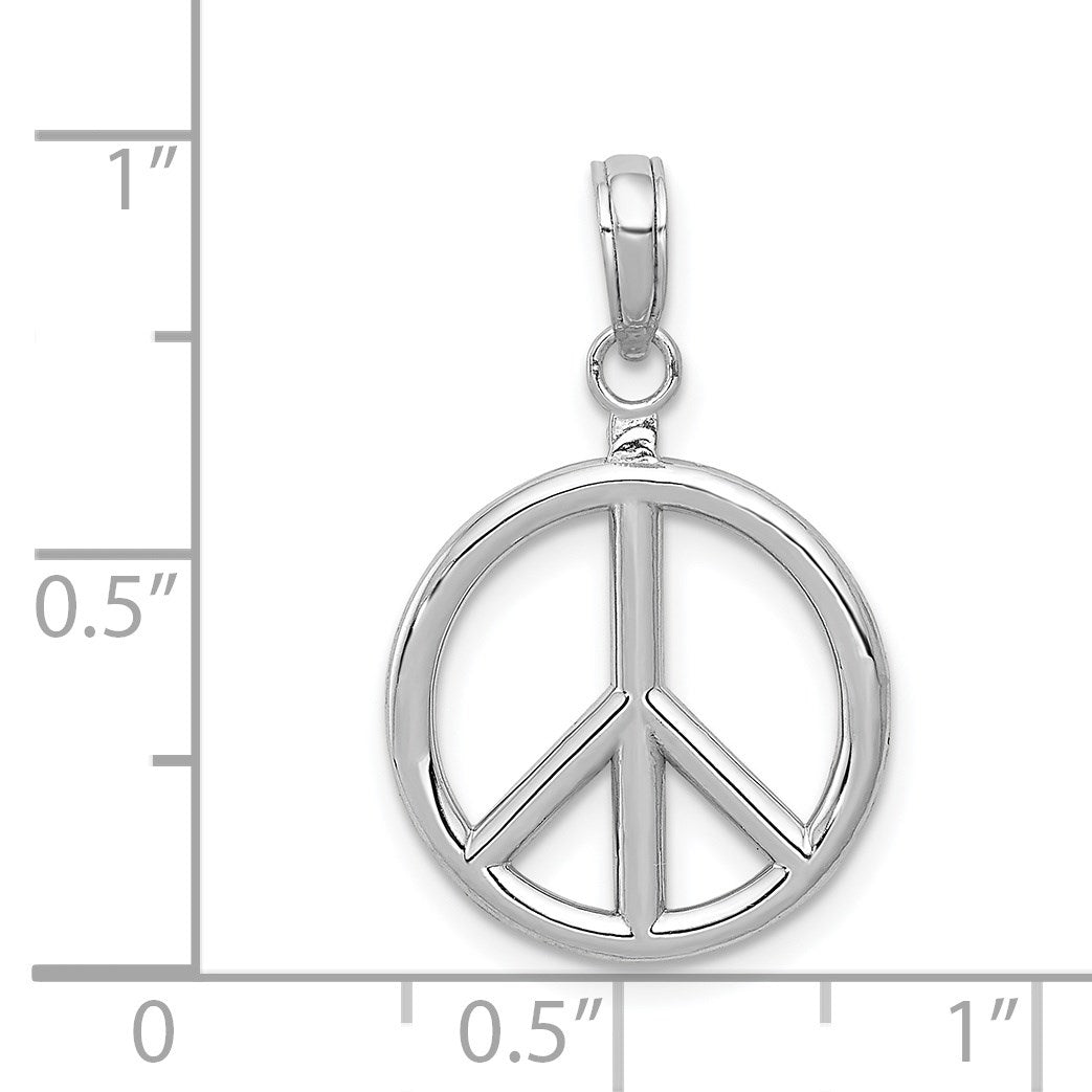 14k White Gold 3-D Polished Peace Sign Charm
