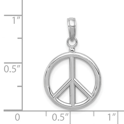 14k White Gold 3-D Polished Peace Sign Charm