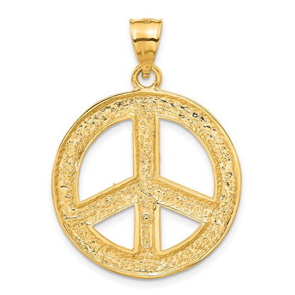 14k Solid Polished Peace Sign Pendant