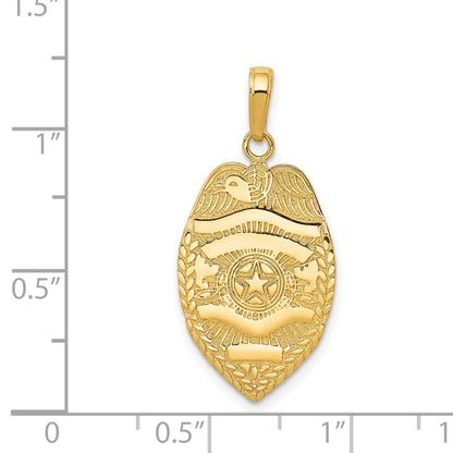 14k Polished Police Badge with Engravable Area Pendant