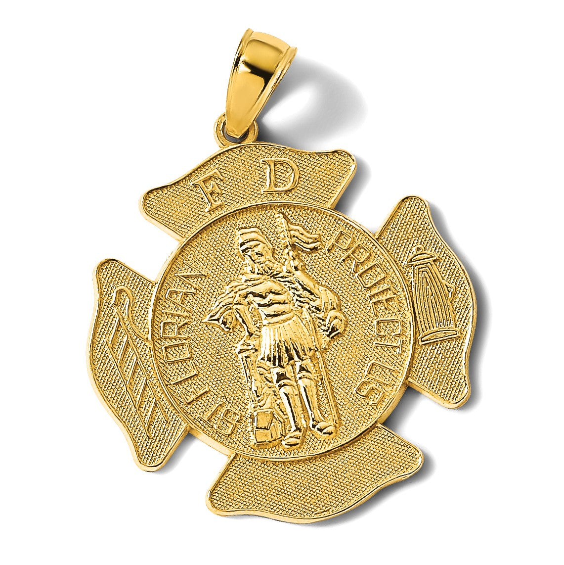 14k Large FD St. Florian Badge Pendant