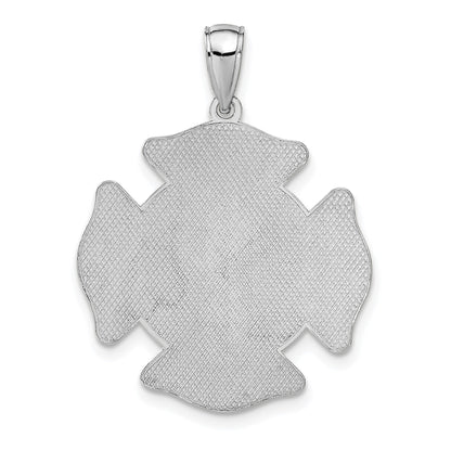 14k White Gold Large FD St. Florian Badge Pendant