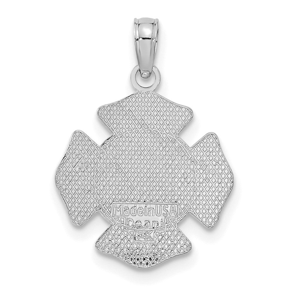 14K White Gold Small St. Florian Badge Pendant