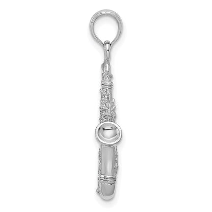 14K White Gold Solid Polished 3-D Saxophone Charm