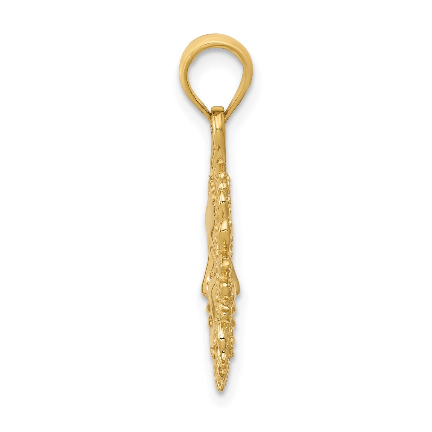 14k 3-D Solid Polished Reversible Sun Pendant