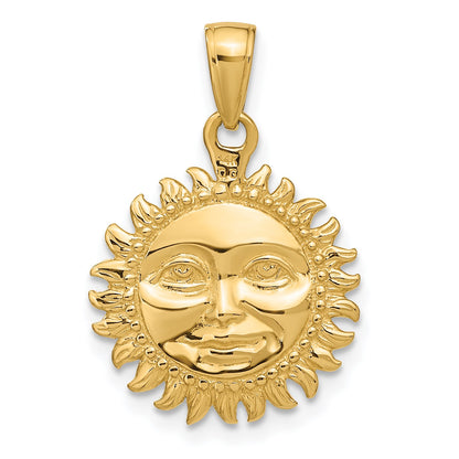 14k 3-D Solid Polished Reversible Sun Pendant