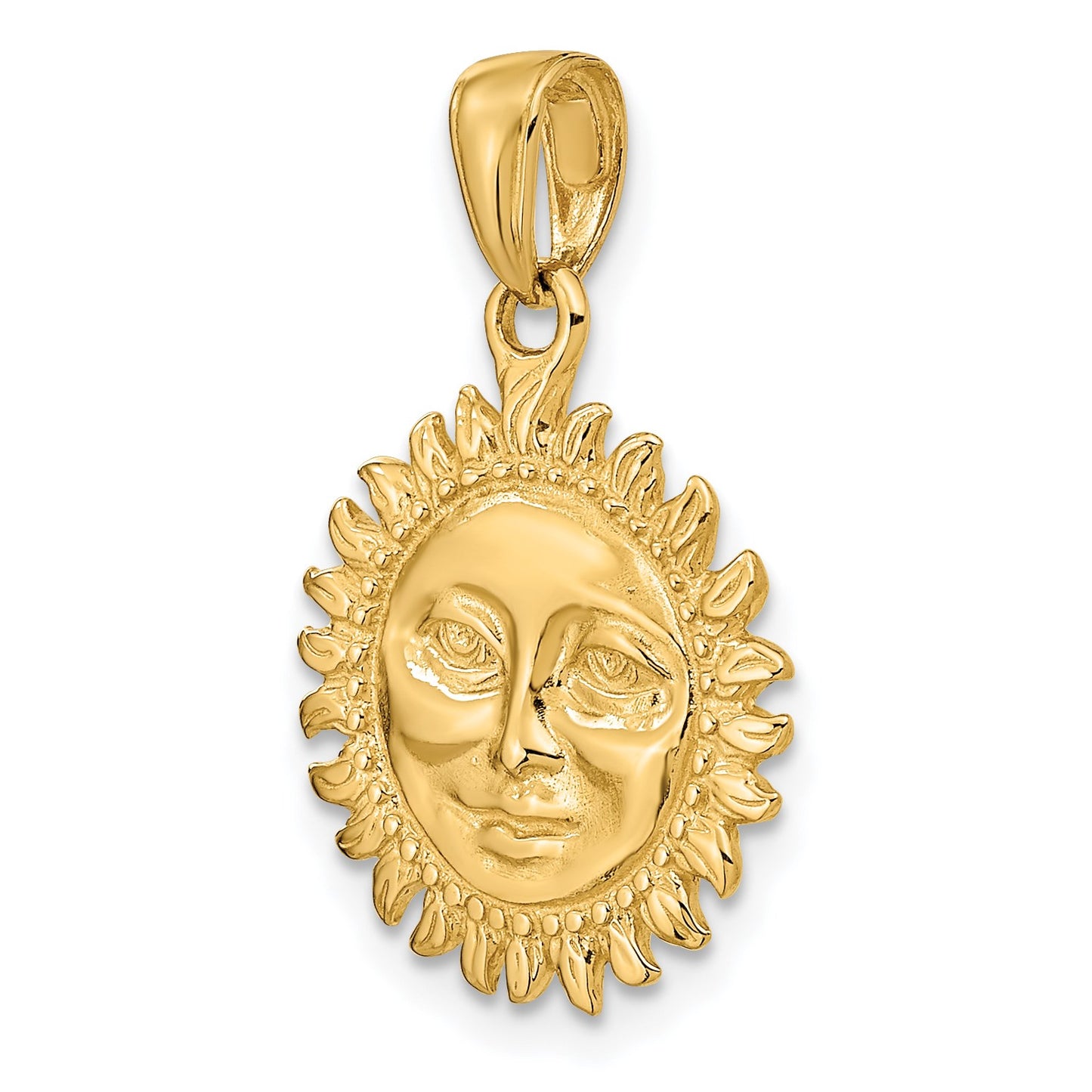 14k 3-D Solid Polished Reversible Sun Pendant