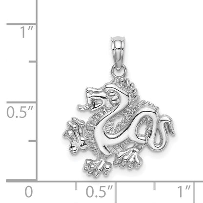 14K White Gold Small Dragon Charm