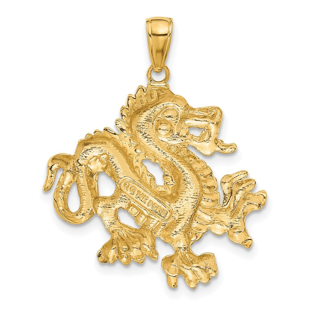 14k Solid Polished Dragon Pendant