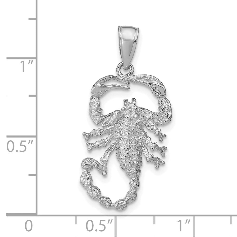 14K White Gold Solid Polished Open-Backed Scorpion Pendant