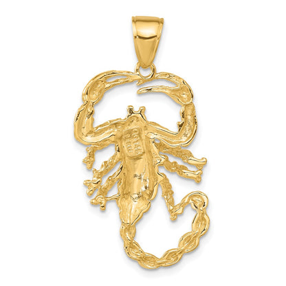 14k Solid Polished Open-Backed Scorpion Pendant