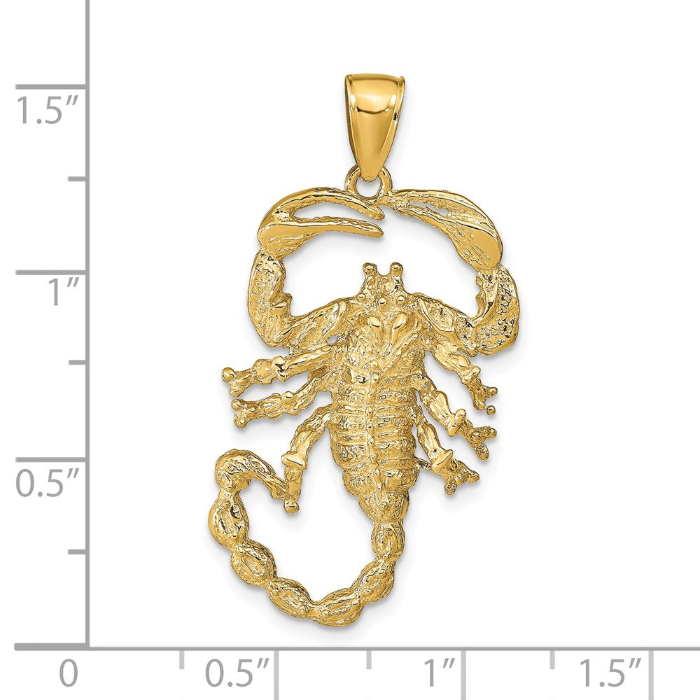 14k Solid Polished Open-Backed Scorpion Pendant