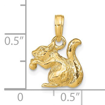 14k Solid 3-D Squirrel with Nut Charm