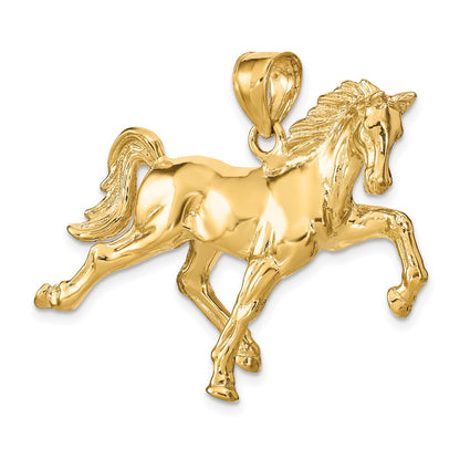 14k Hollow Polished 3-D Horse Charm