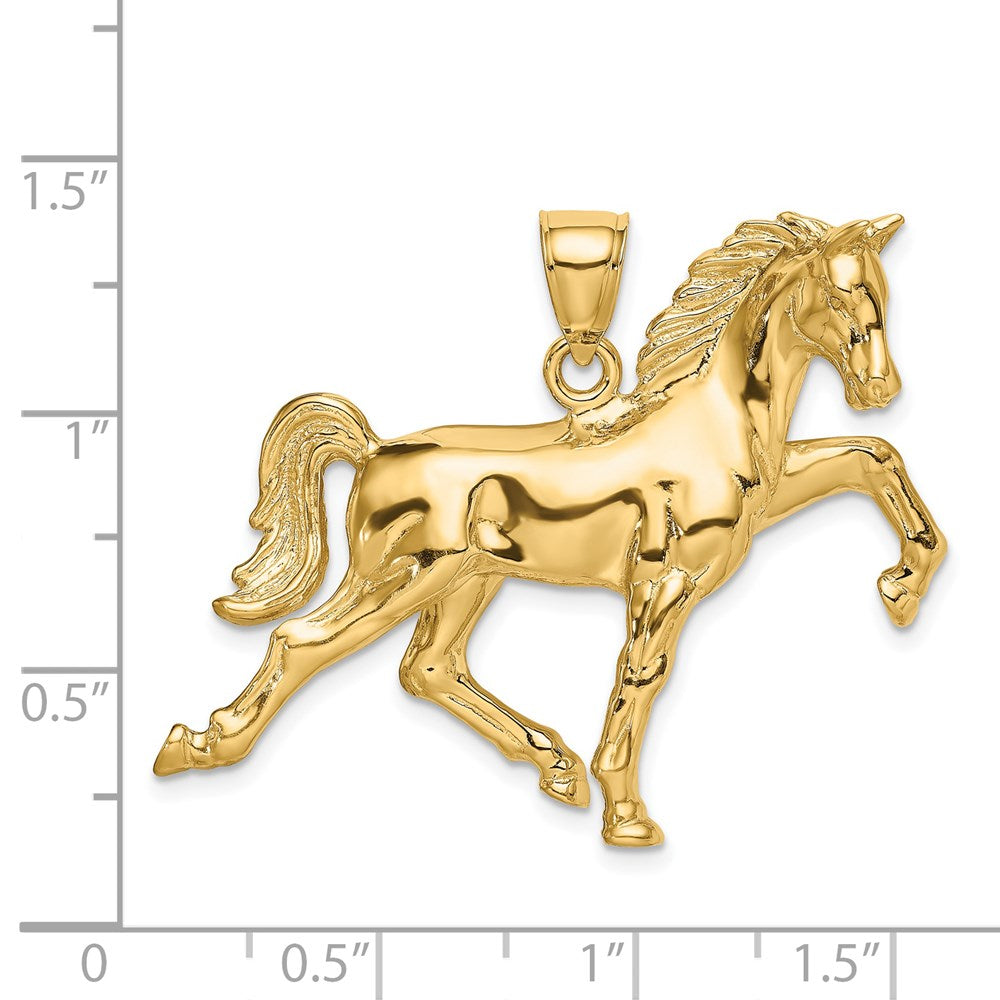 14k Hollow Polished 3-D Horse Charm