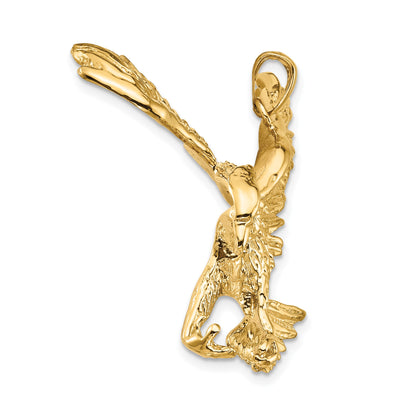 14k Solid Polished Eagle Landing Pendant