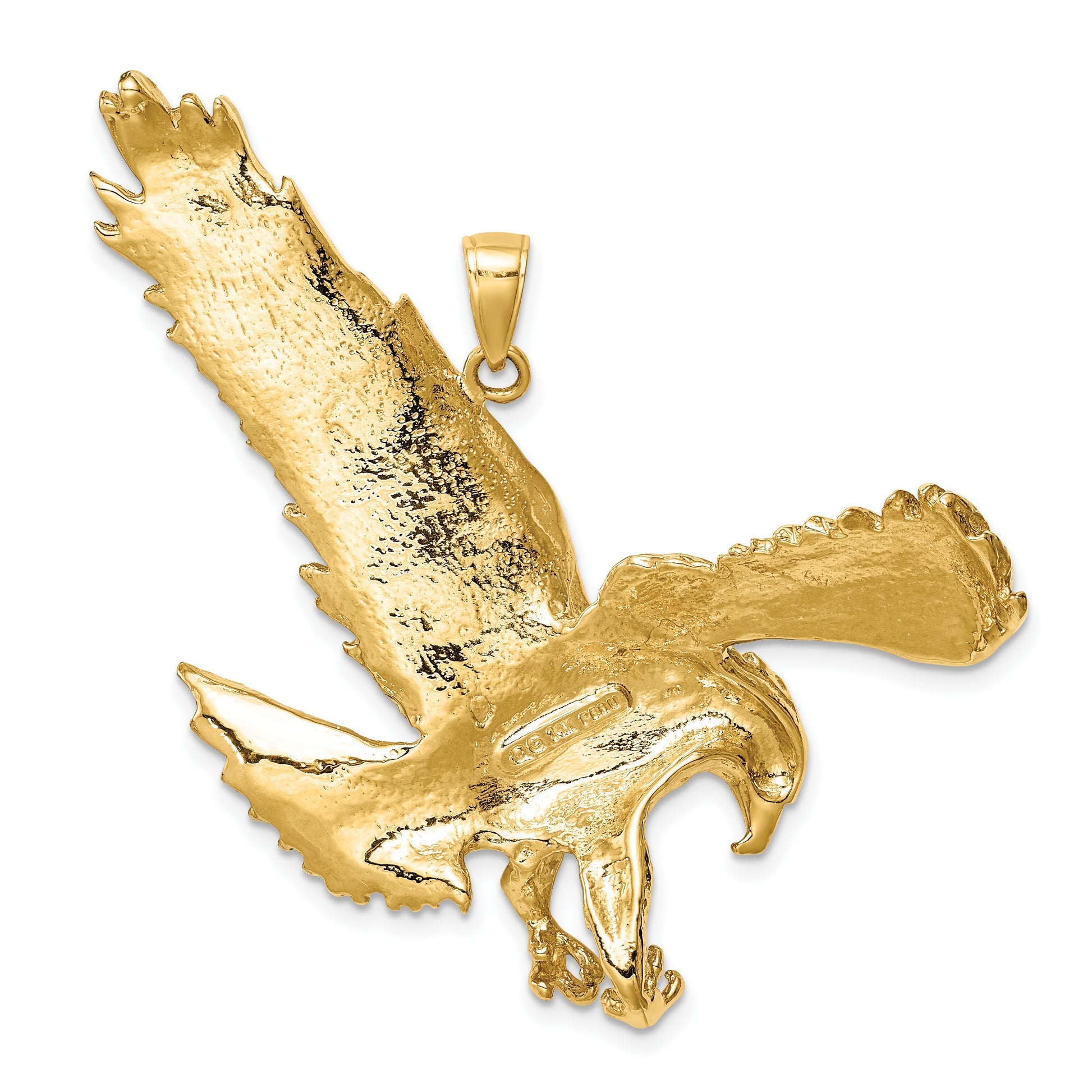 14k Solid Polished Eagle Landing Pendant