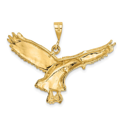 14k Solid Polished Eagle Pendant