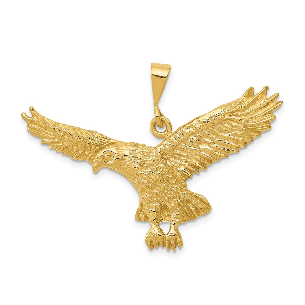 14k Solid Polished Eagle Pendant