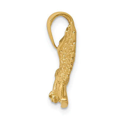 14k Solid Textured Eagle Landing Pendant