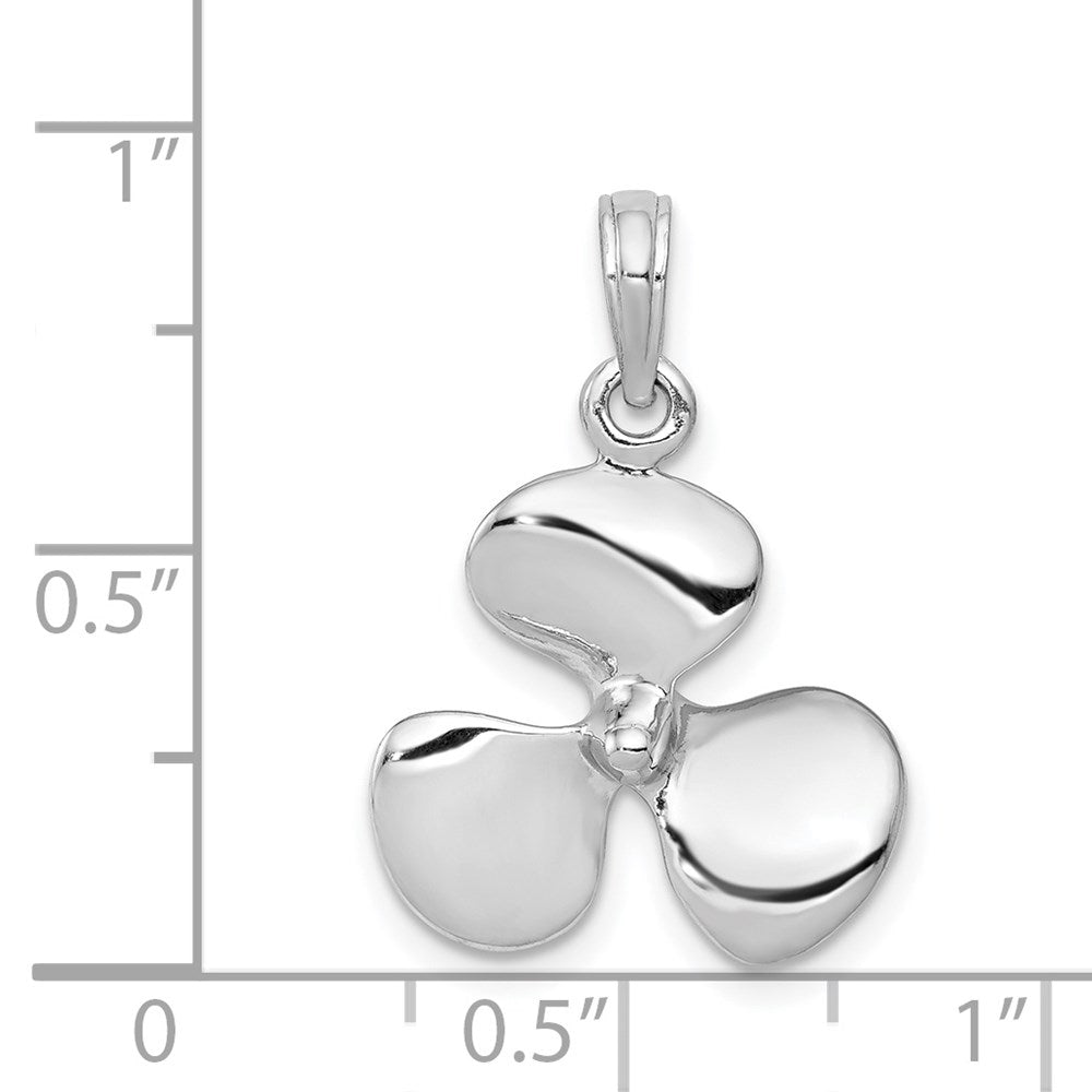 14K White Gold Polished 3-D Propeller Pendant