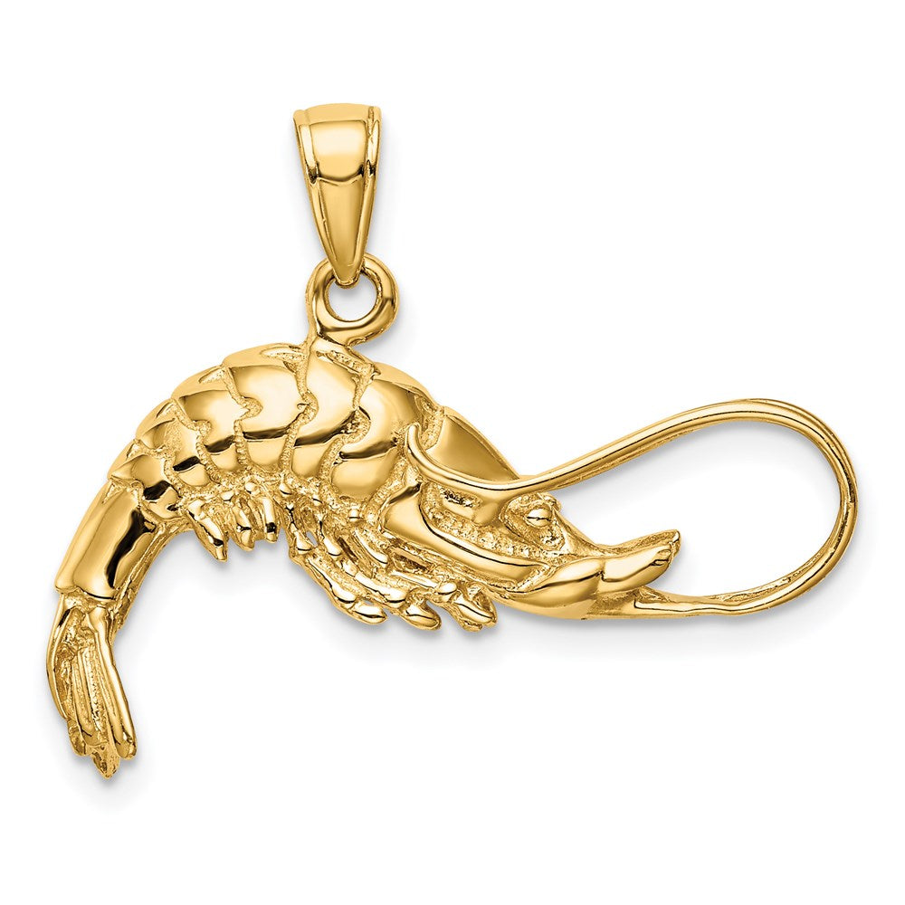 14K Polished 3-D Shrimp Pendant