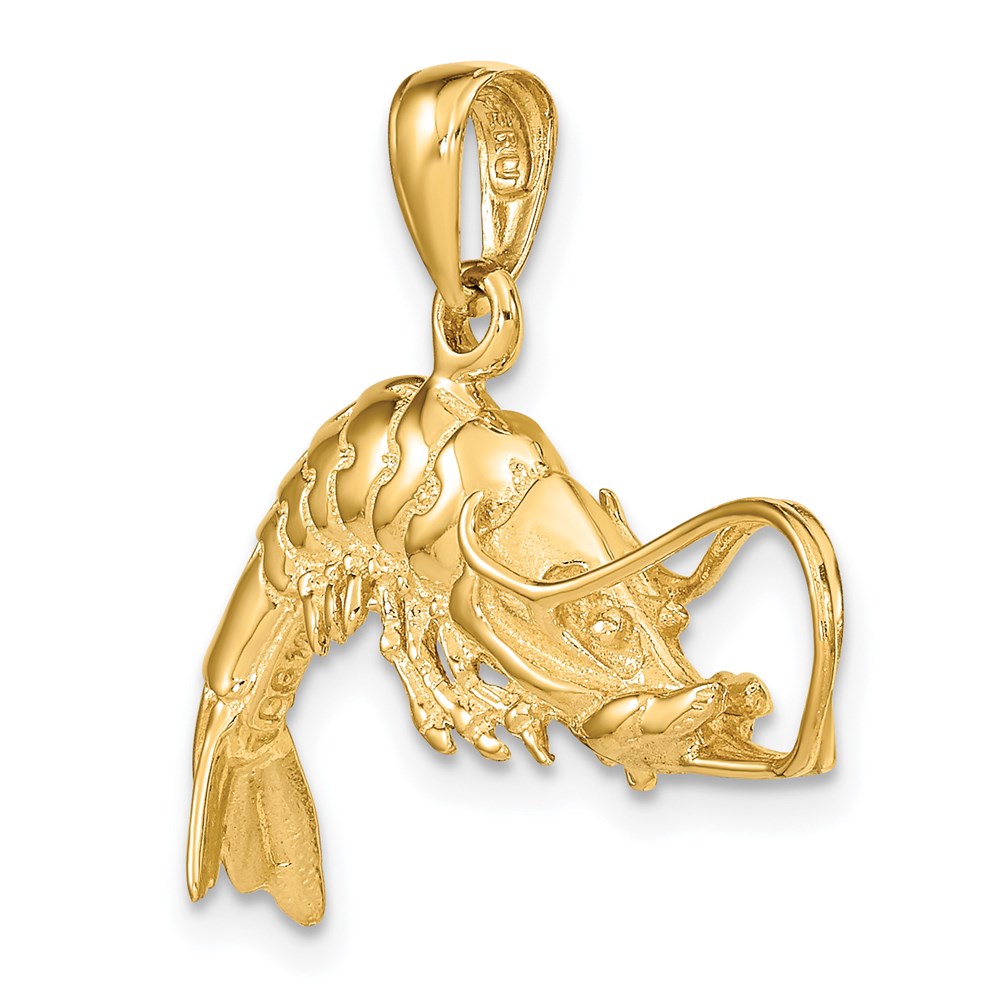 14K Polished 3-D Shrimp Pendant