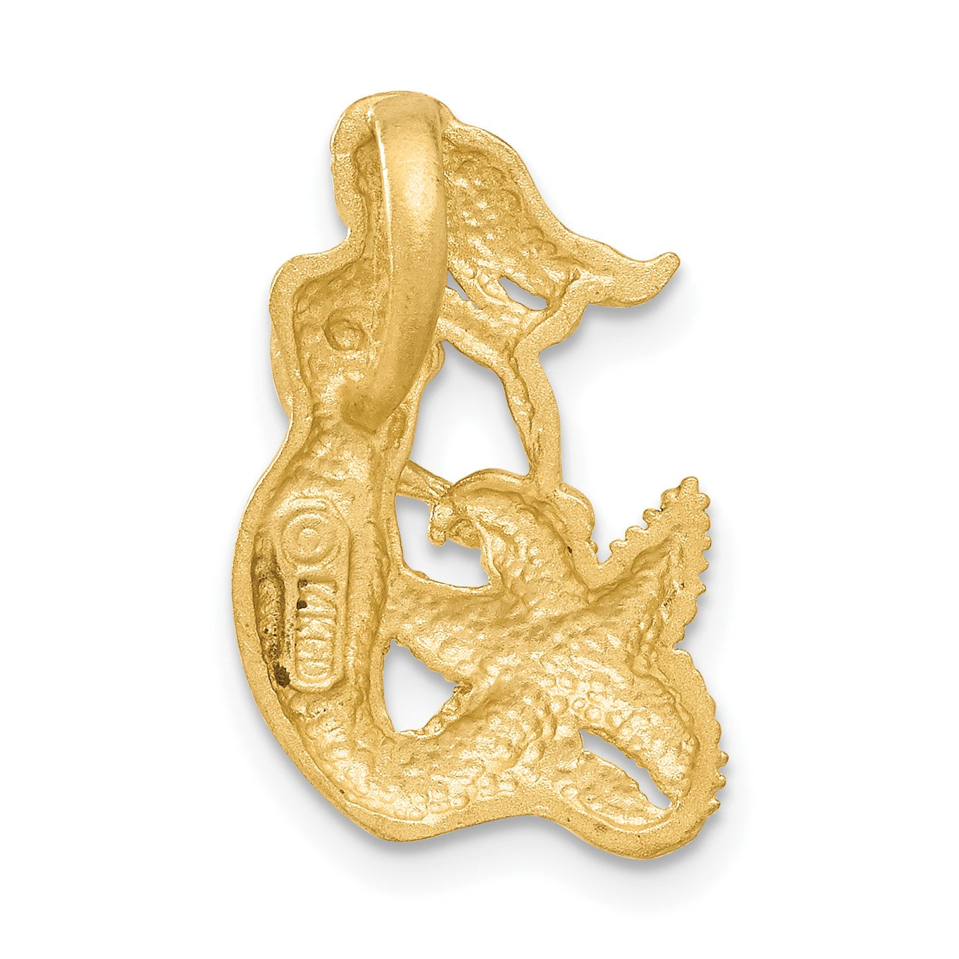 14k Satin Diamond-cut Open-Backed Mermaid Omega Slide