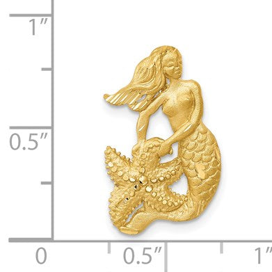 14k Satin Diamond-cut Open-Backed Mermaid Omega Slide