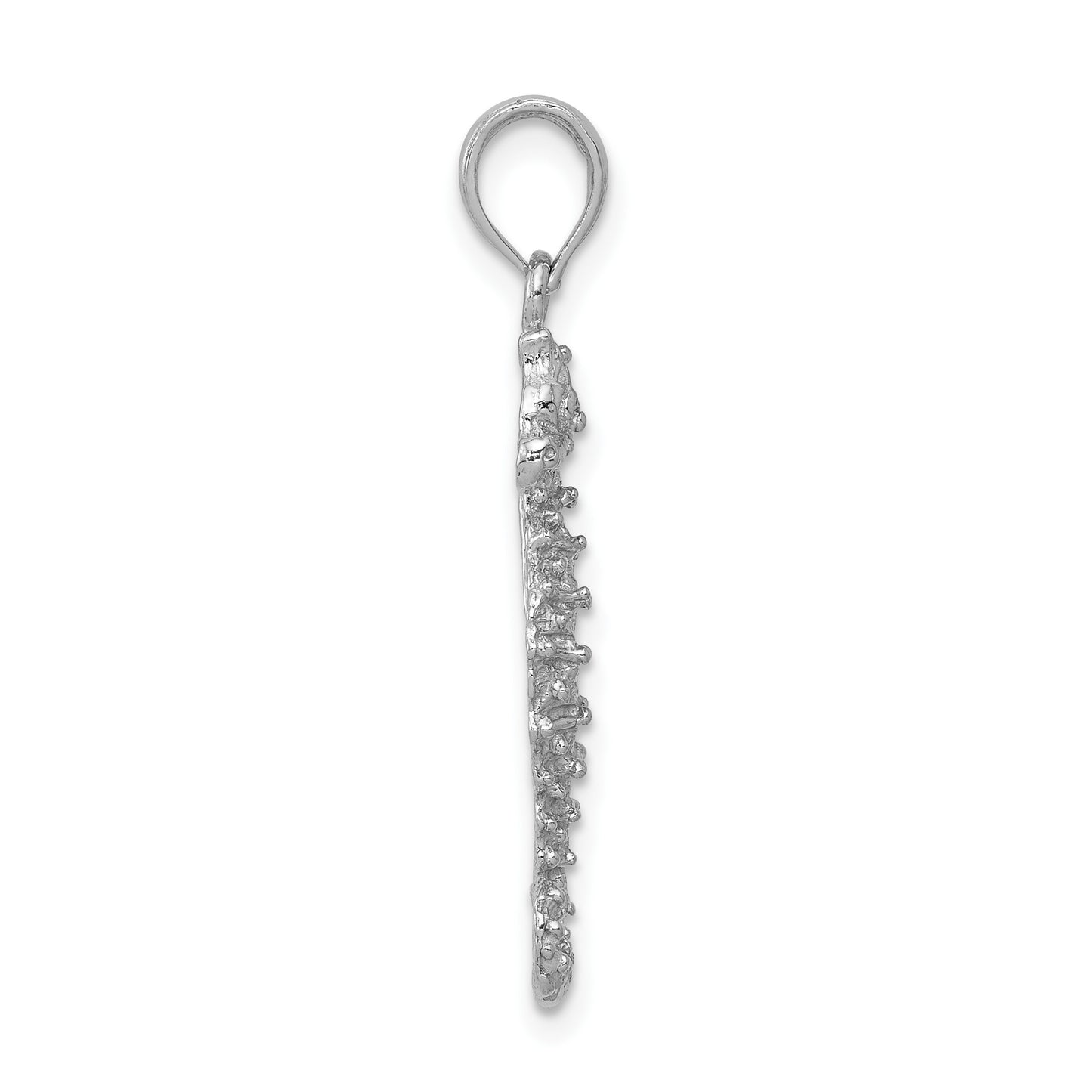 14k White Gold Polished Open-Backed Seahorse Pendant