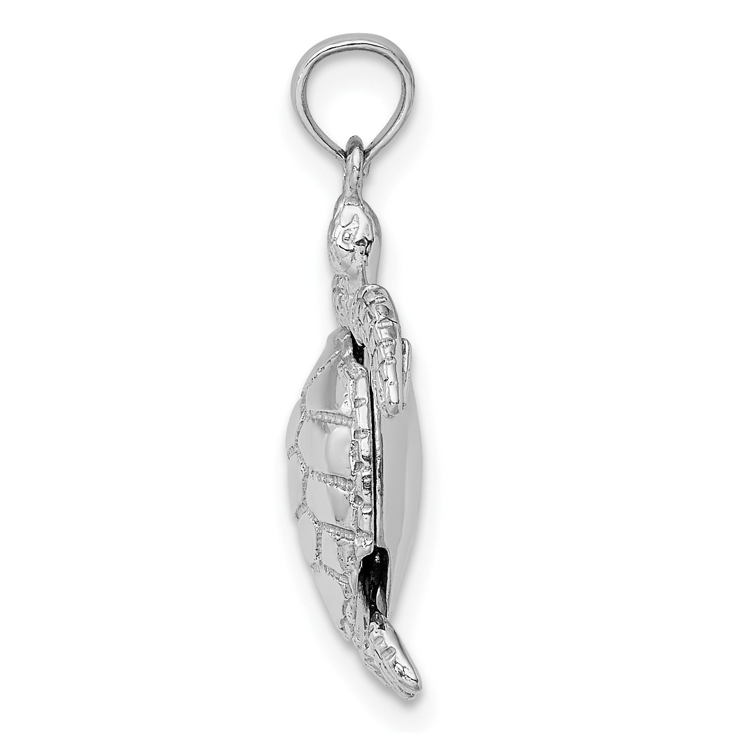 14K White Gold Polished 3-D Turtle with Moveable Head and Legs Pendant