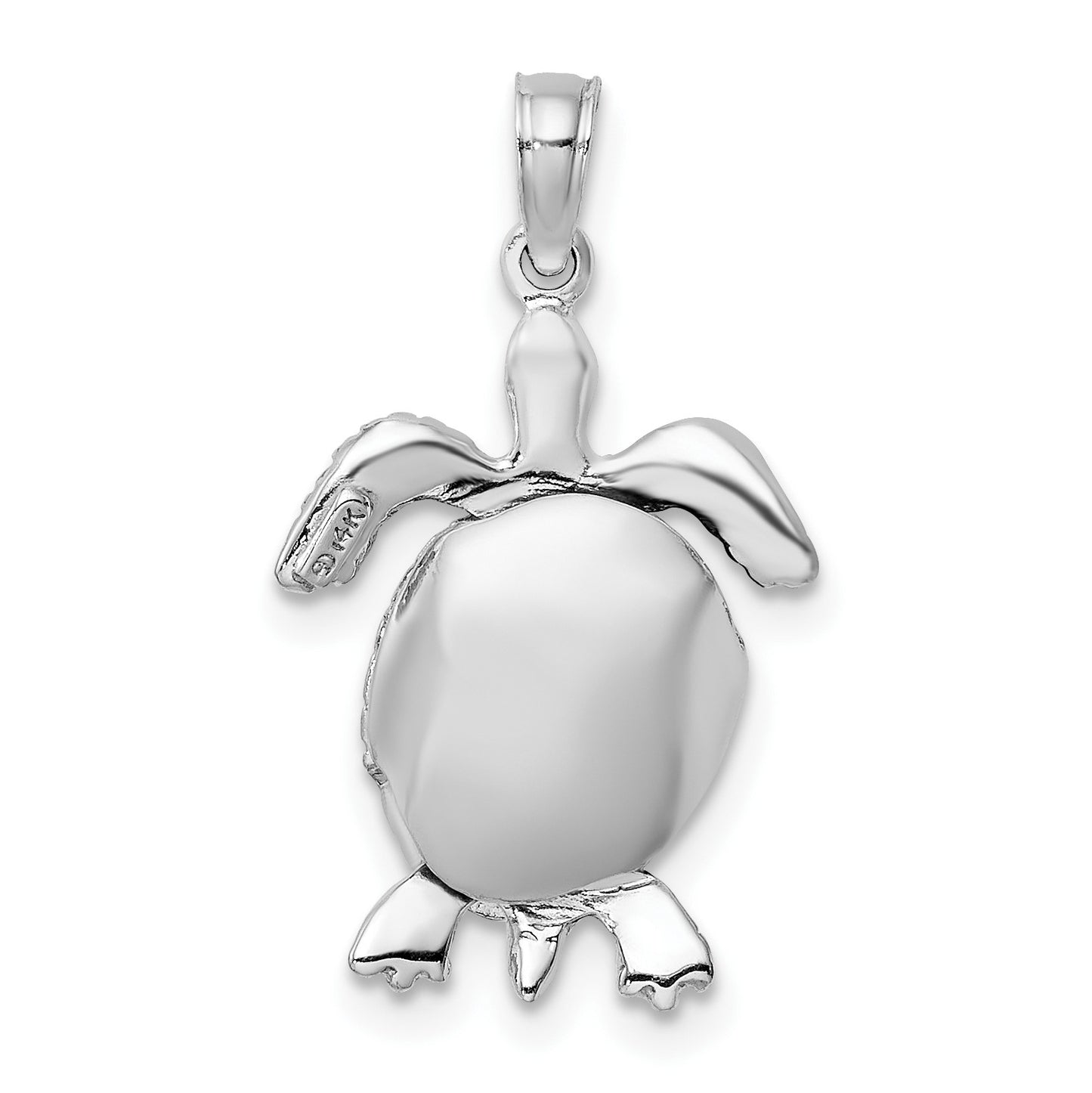 14K White Gold Polished 3-D Turtle with Moveable Head and Legs Pendant
