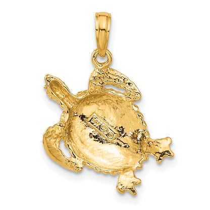 14k Solid Polished Open-Backed Turtle Pendant
