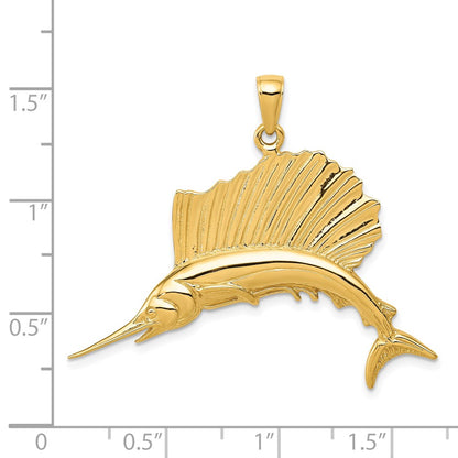 14k Polished Sailfish Pendant