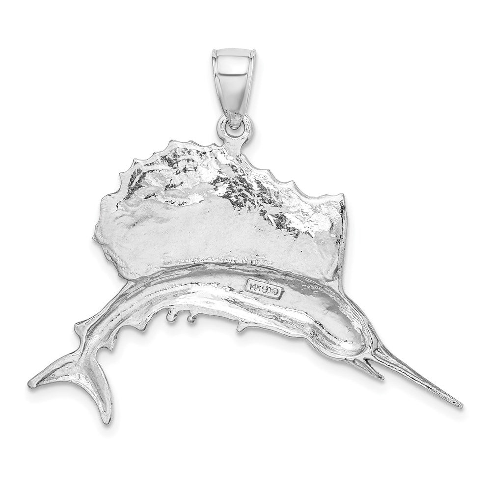 14K White Gold Polished Sailfish Charm