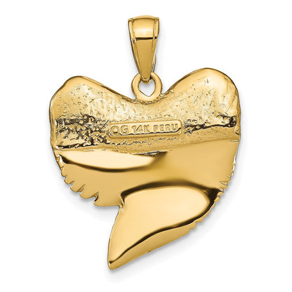 14K Solid Polished 3-D Shark Tooth Pendant