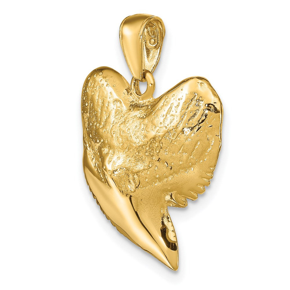 14K Solid Polished 3-D Shark Tooth Pendant