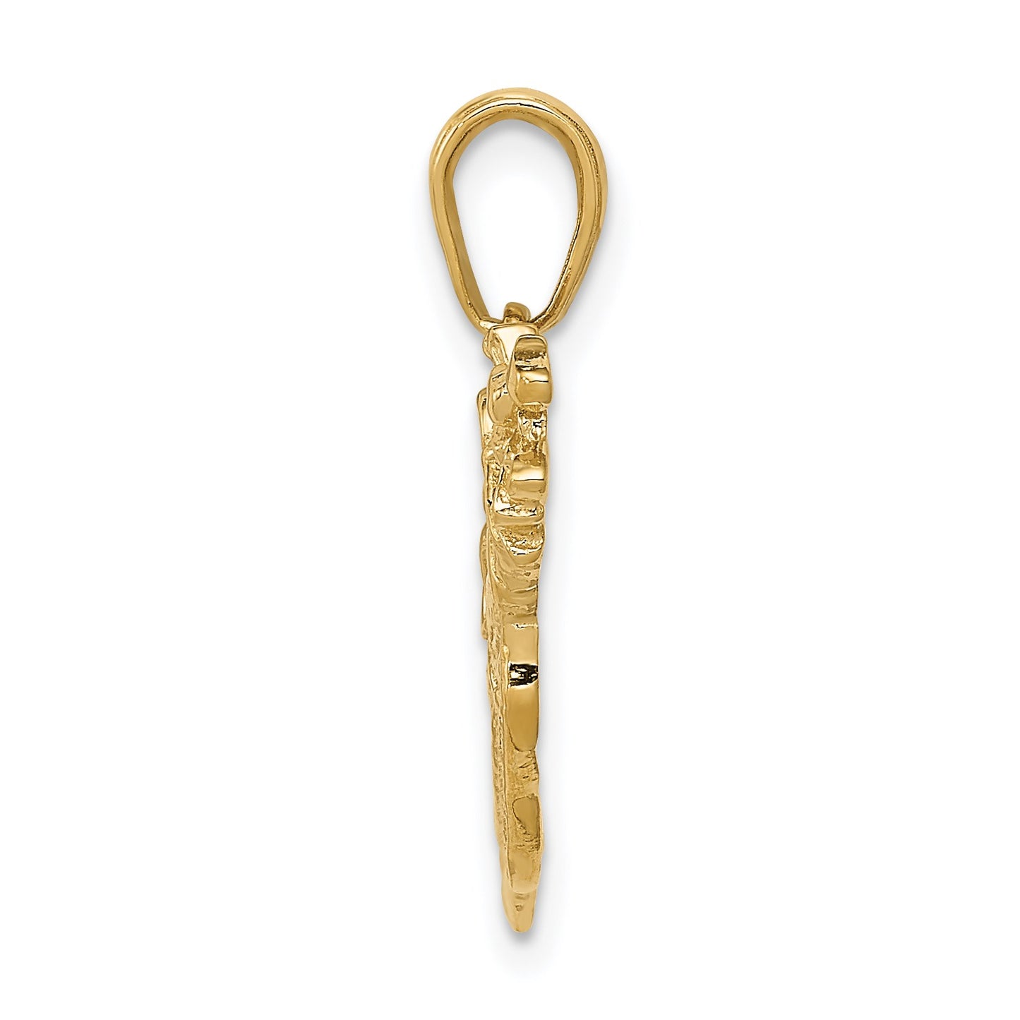 14k Solid Polished Open-Backed Golf Bag with Clubs Charm