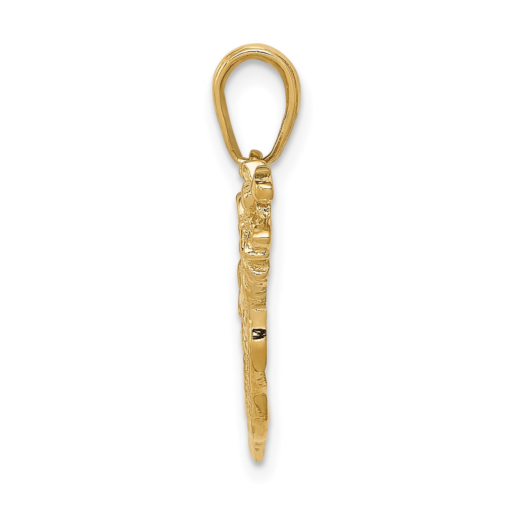 14k Solid Polished Open-Backed Golf Bag with Clubs Charm