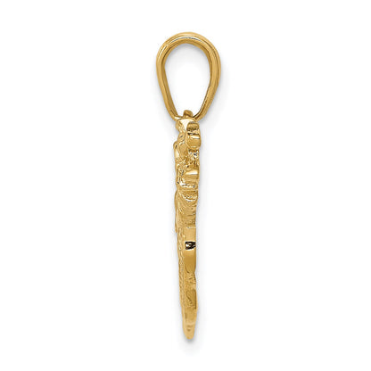 14k Solid Polished Open-Backed Golf Bag with Clubs Charm