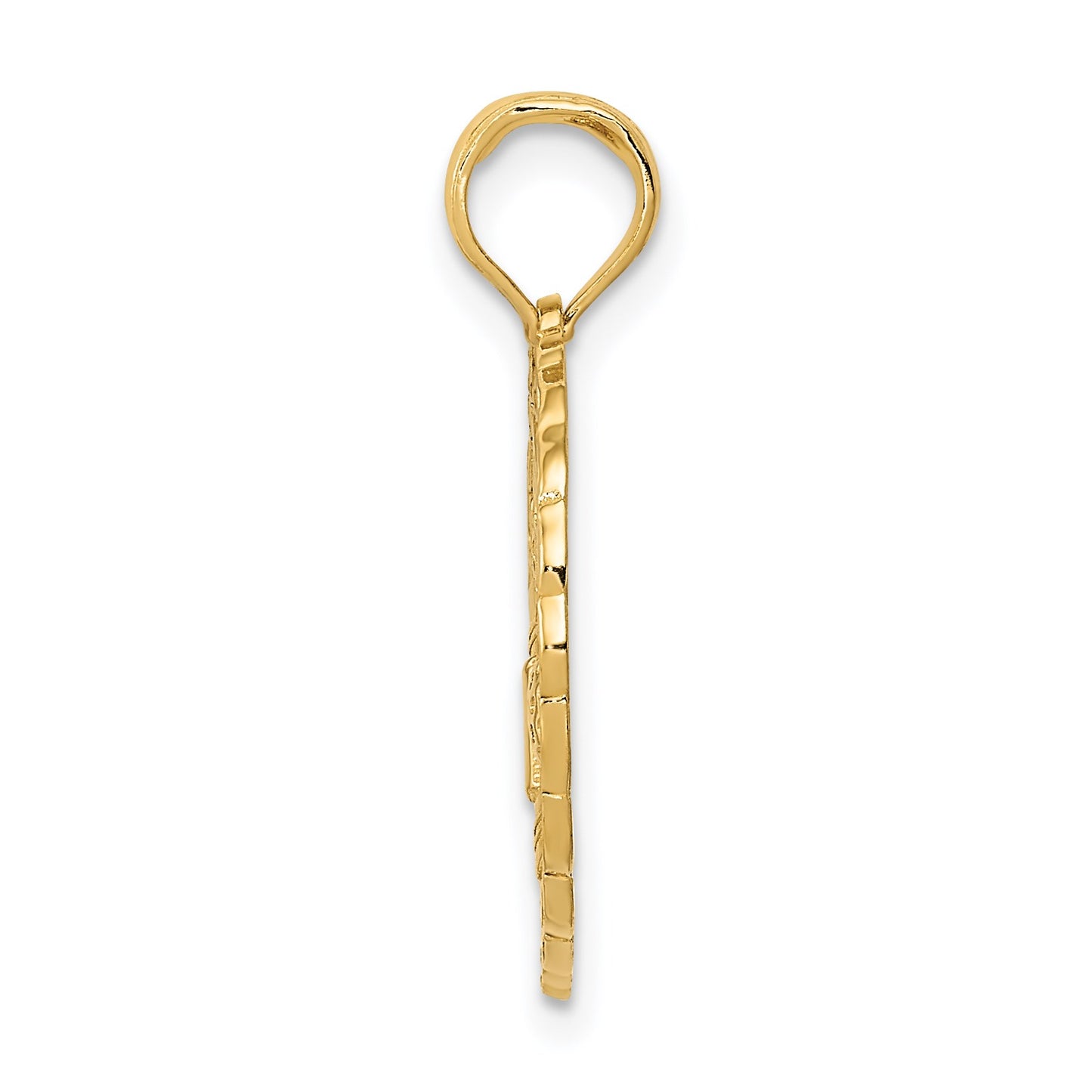 14k Solid Polished Golf Theme Circle Pendant