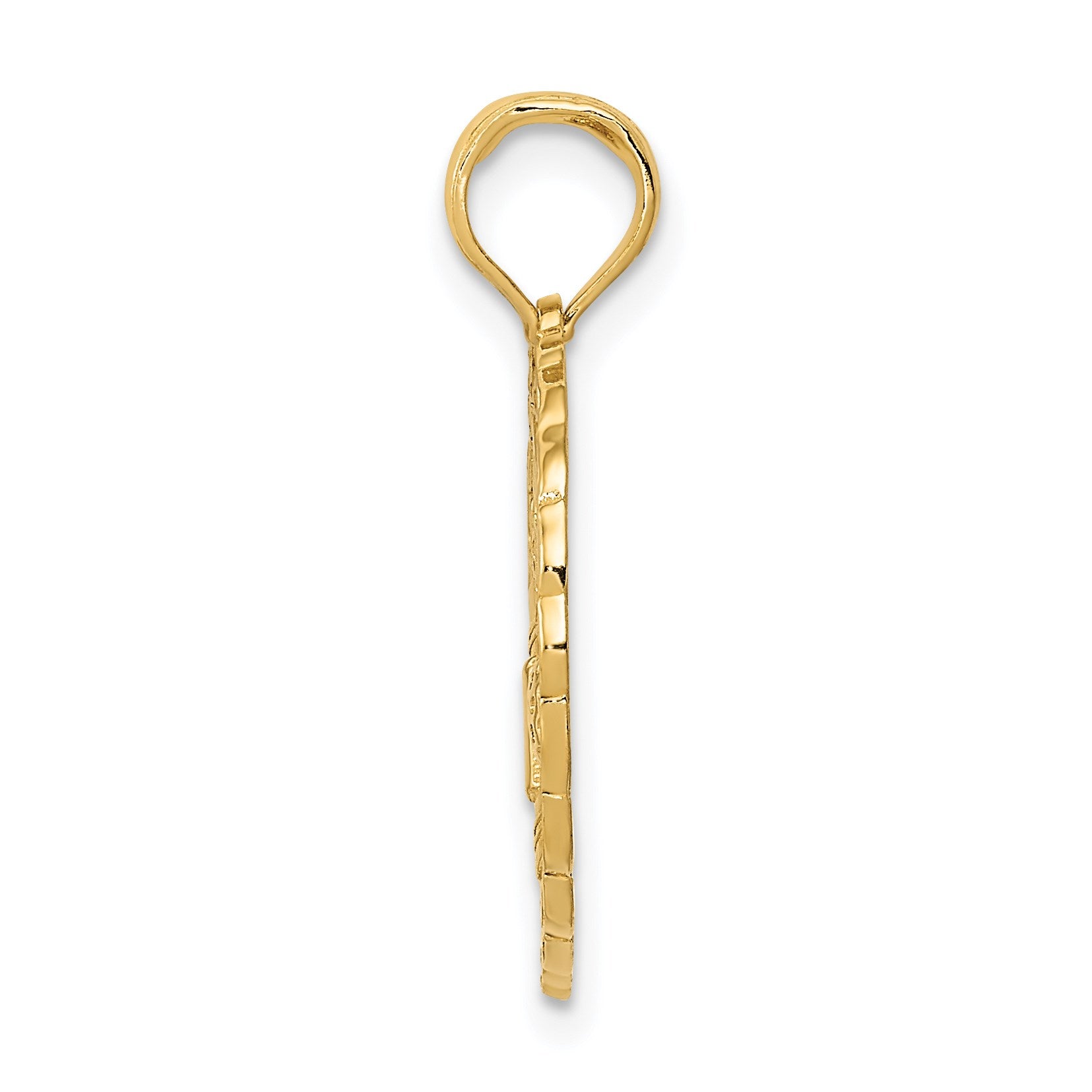 14k Solid Polished Golf Theme Circle Pendant