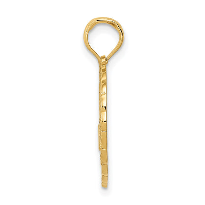 14k Solid Polished Golf Theme Circle Pendant