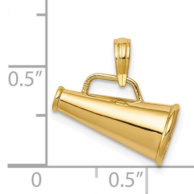 14k Polished 3-D Small Megaphone Pendant
