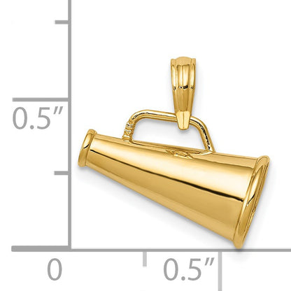 14k Polished 3-D Small Megaphone Pendant