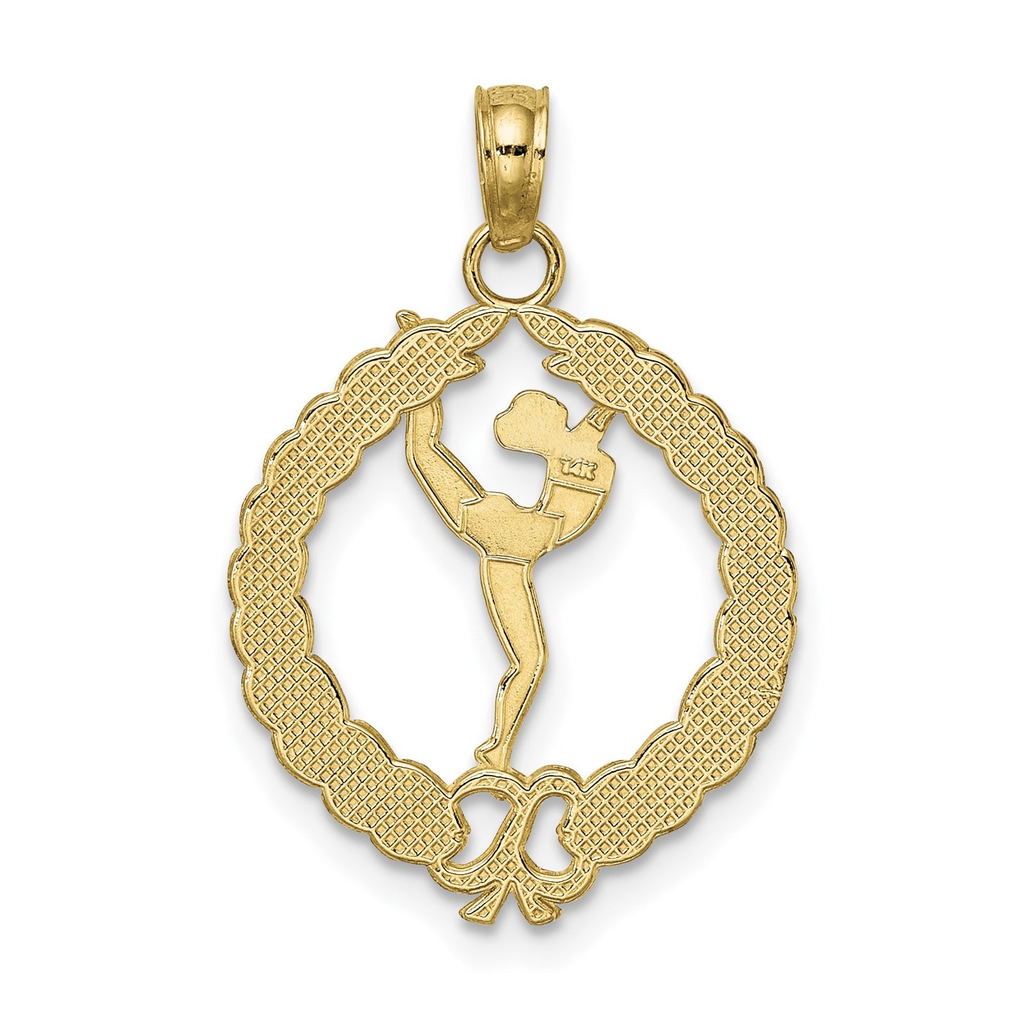 14k Solid Polished Framed Gymnast Charm