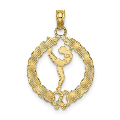 14k Solid Polished Framed Gymnast Charm
