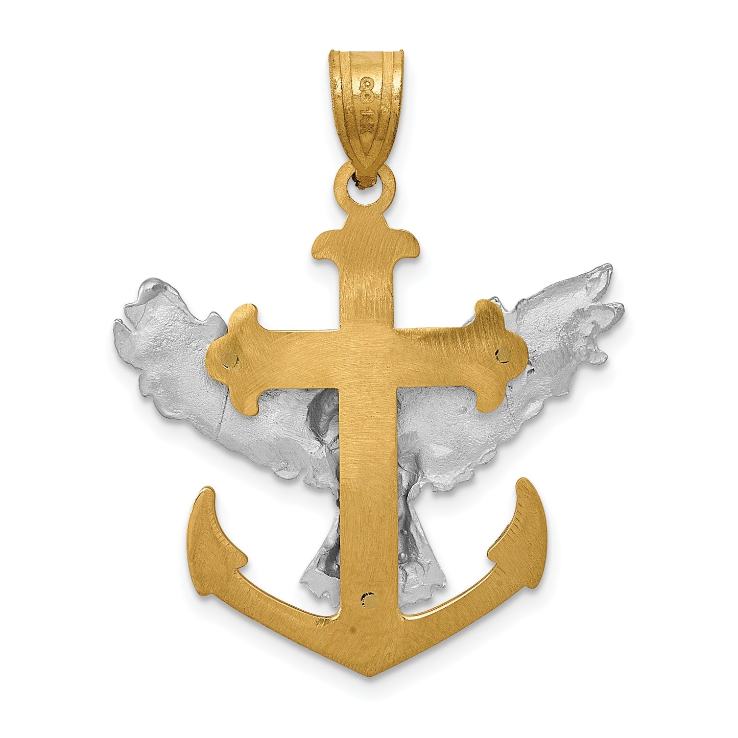 14k Two-tone Mariners Cross with Eagle Pendant