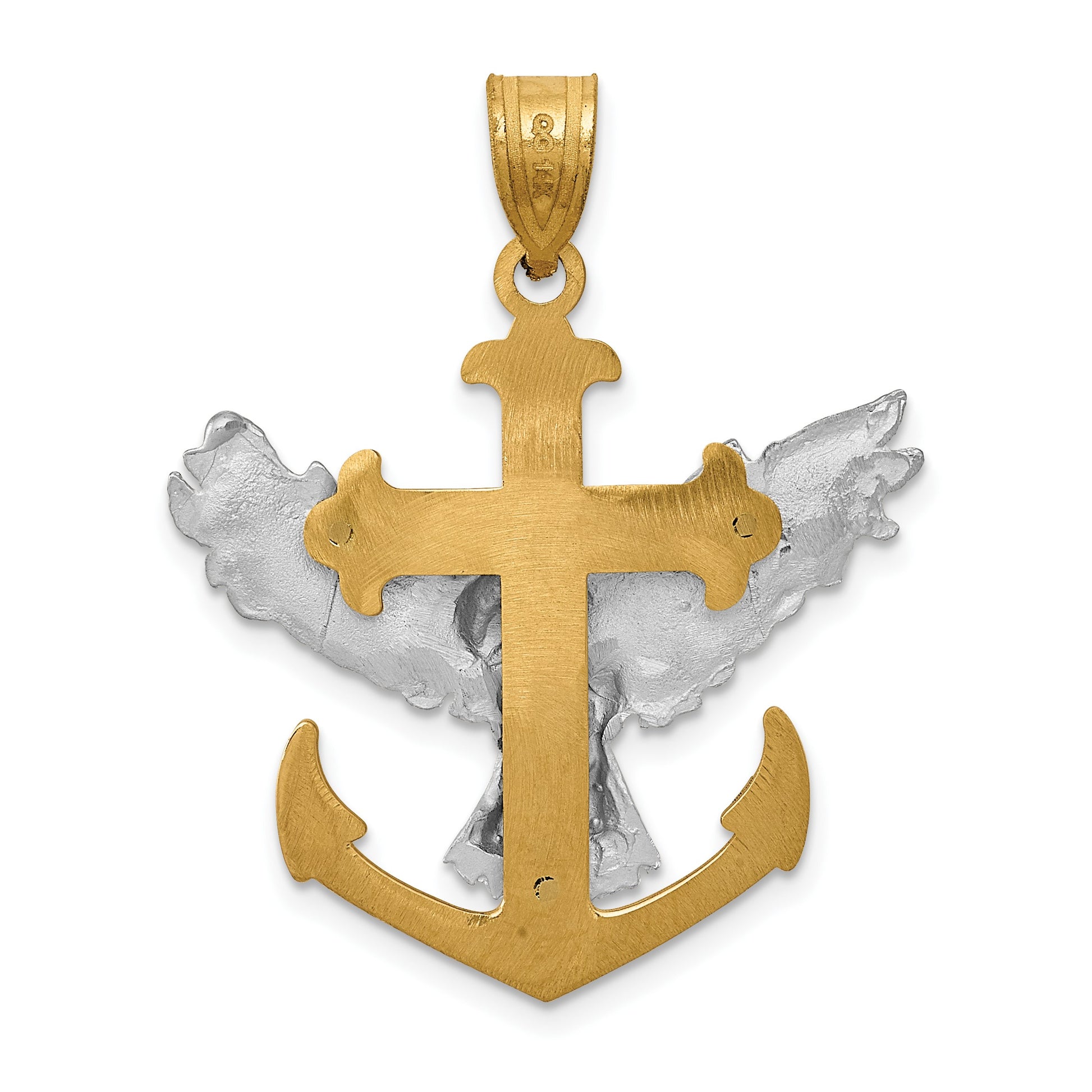14k Two-tone Mariners Cross with Eagle Pendant
